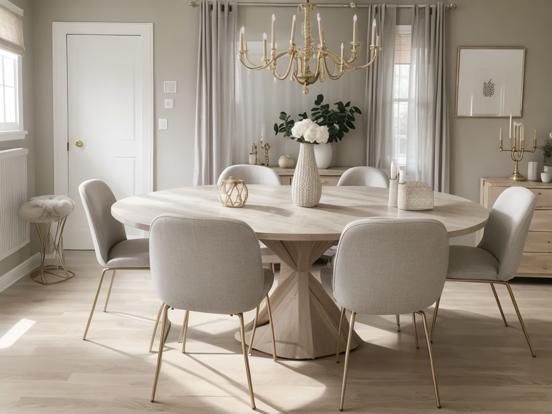 Dining room with beige decor