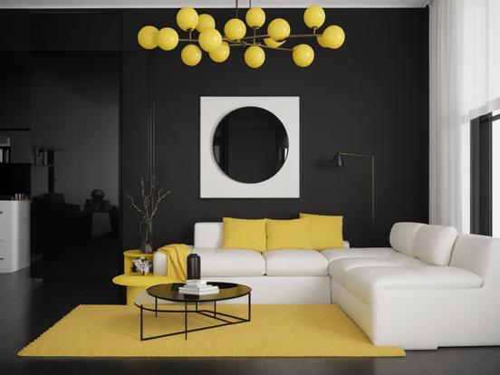 Black white room yellow touch