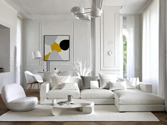 Elegant white living room decor