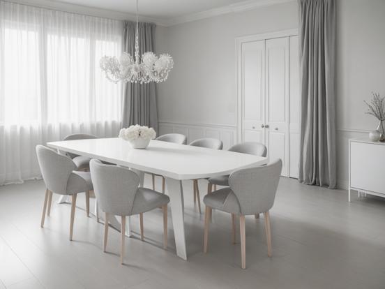 White table chairs vase minimalist