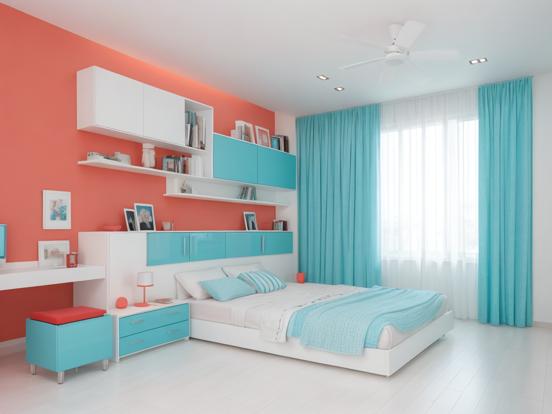 Bright colorful bedroom decor