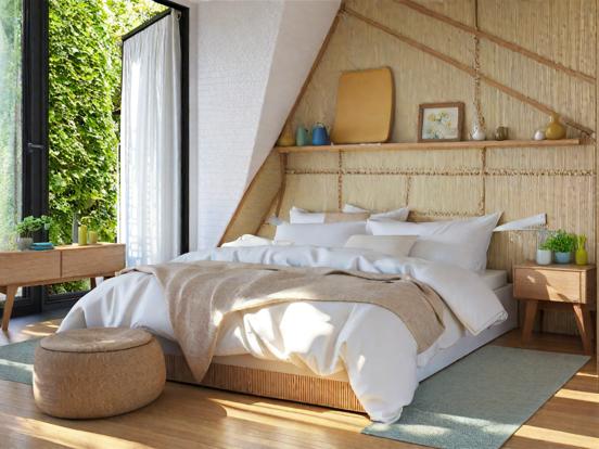 Cozy treehouse bedroom view