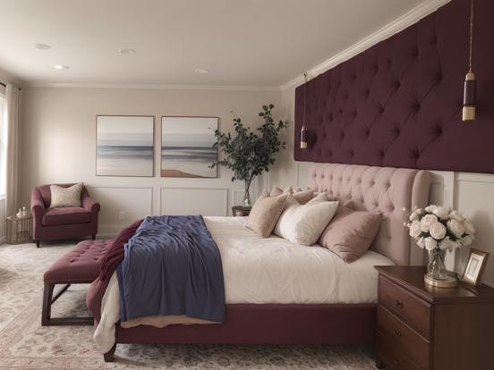 Plum serene bedroom with decor