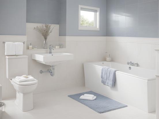 Modern blue white tiled bathroom