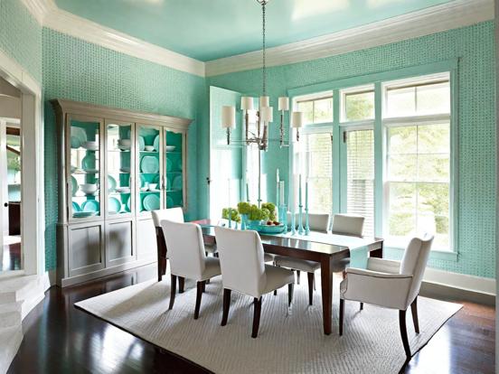 Teal dining room closeup