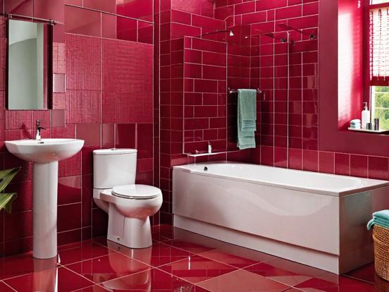 Red and pink modern bathroom