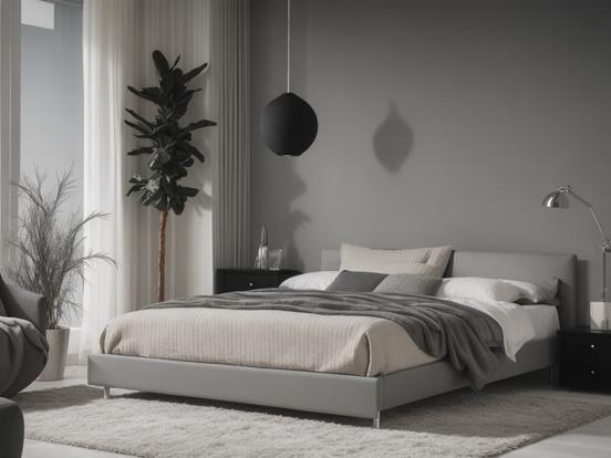 Serene minimalist grey bedroom