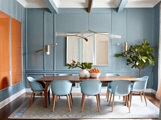 Blue dining table trendy decor