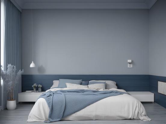 Blue grey bedroom minimalist