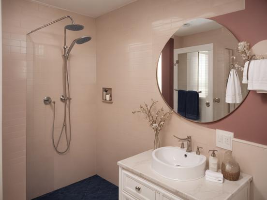 Premium brown pink bathroom