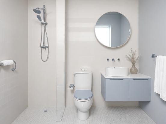 Modern blue white bathroom interior