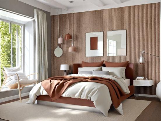 Cozy serene bedroom beige tones