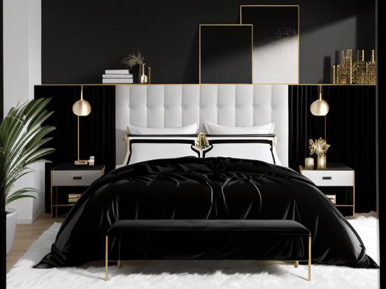 Luxurious black gold bedroom