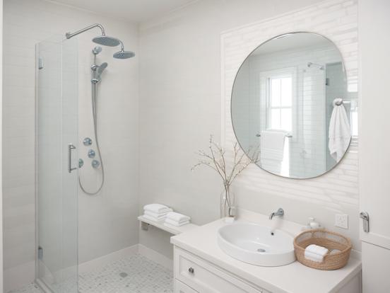 White modern bathroom with shower