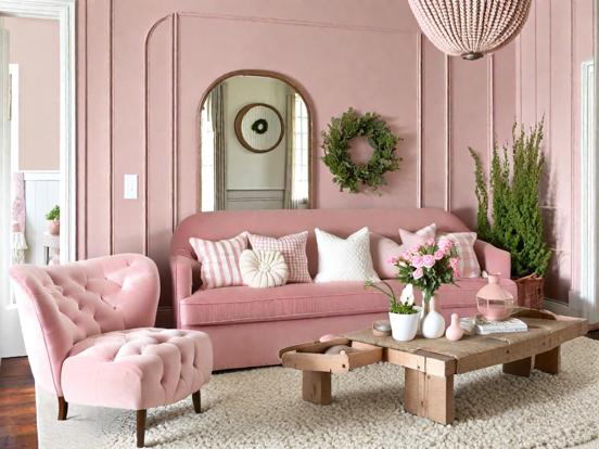 Bright pink living room decor