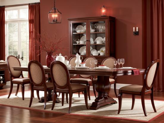 Elegant red grey dining room