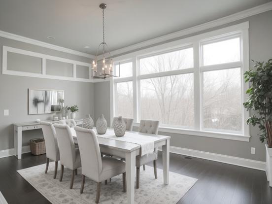 Dining room closeup neutral minimalist