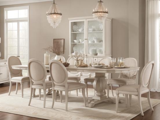 Elegant white dining set with decor