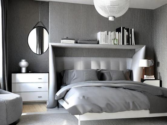 Scandinavian style grey bedroom