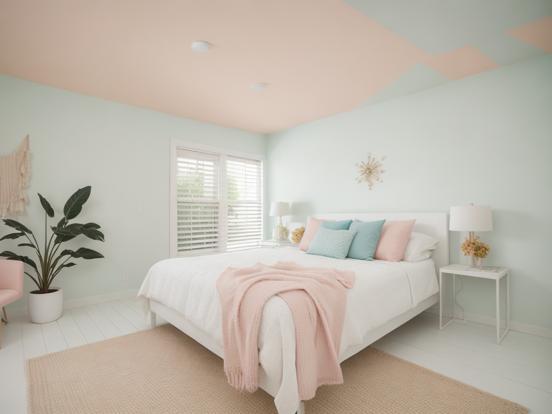 Cozy pastel bedroom setup