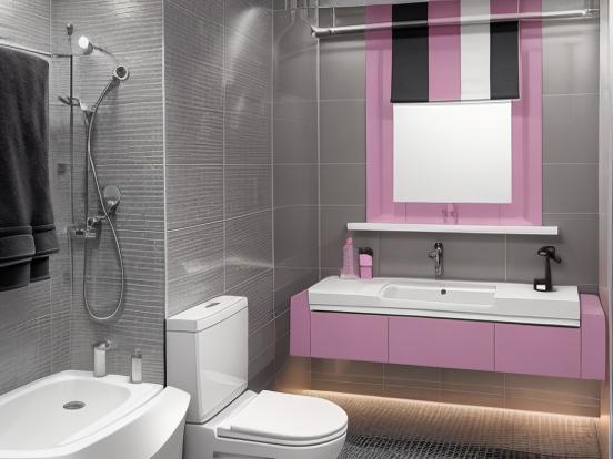 Modern pink black bathroom