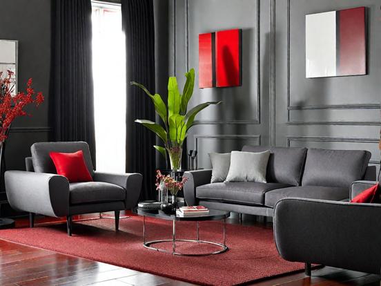 Modern living room with bold decor