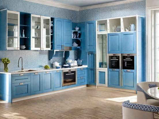 Blue white kitchen decor