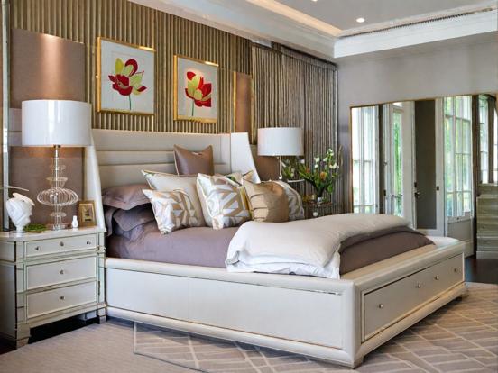 Serene luxury beige gold bedroom