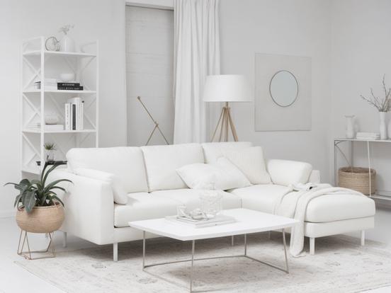 White couch closeup in living room