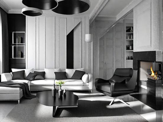 Monochrome living room decor