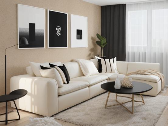 Modern black white living room