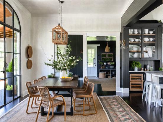 balck boho dining room