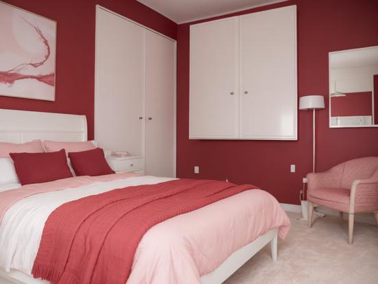 Cozy pink red bedroom decor