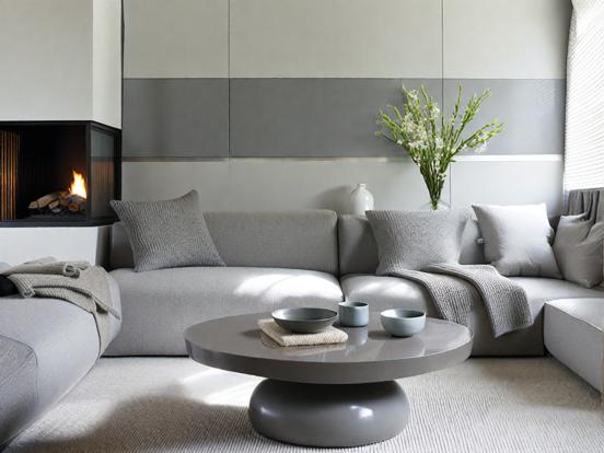 Cozy grey sectional in living room