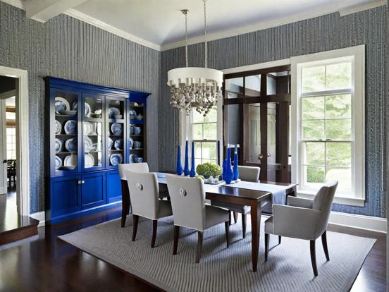 Blue dining room table chairs