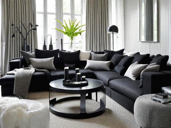 Dark monochrome living room