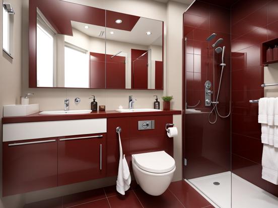 Luxury red-grey bathroom closeup