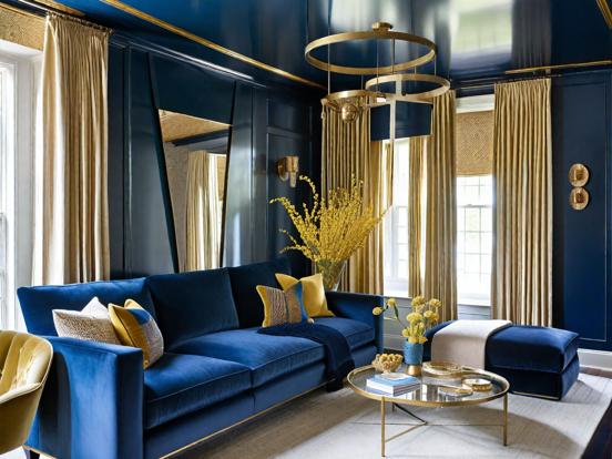 Bright blue living room decor