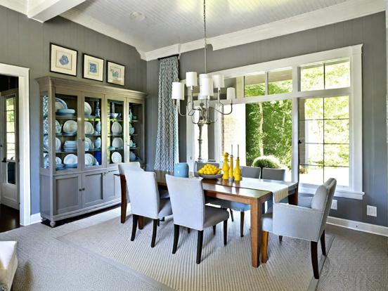 Blue silver dining room decor