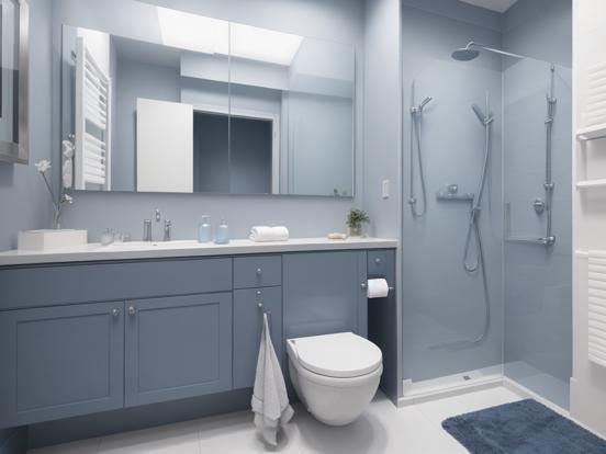 Modern blue white bathroom