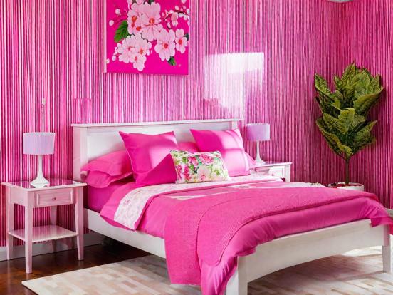 Pink girly bedroom closeup