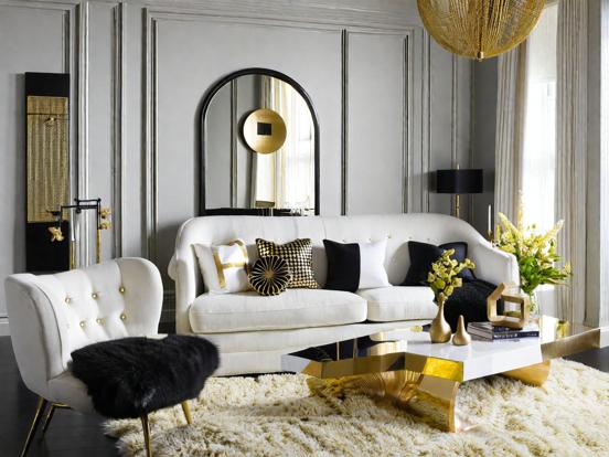 Luxury gold black living room