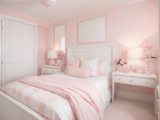 Girly pink bedroom with decor