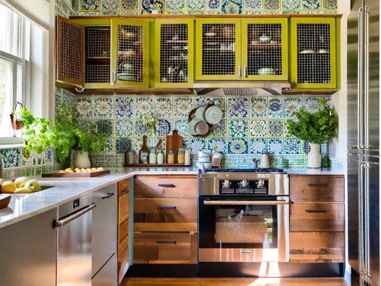 Colorful maximalist kitchen tiles