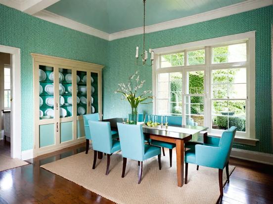 Teal dining room closeup