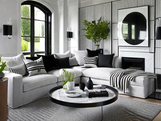 B&W living room couch table