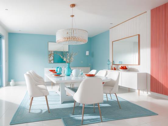 Blue dining room table chairs