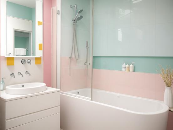 Modern pastel bathroom interior