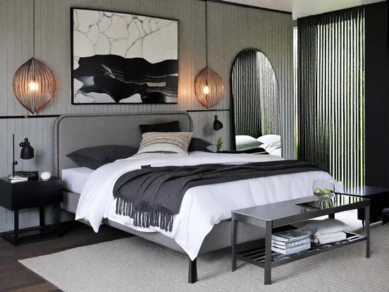 Serene grey bedroom decor