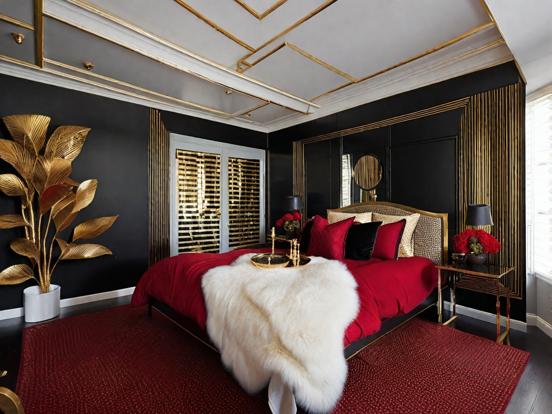 Red gold bedroom 1920s style